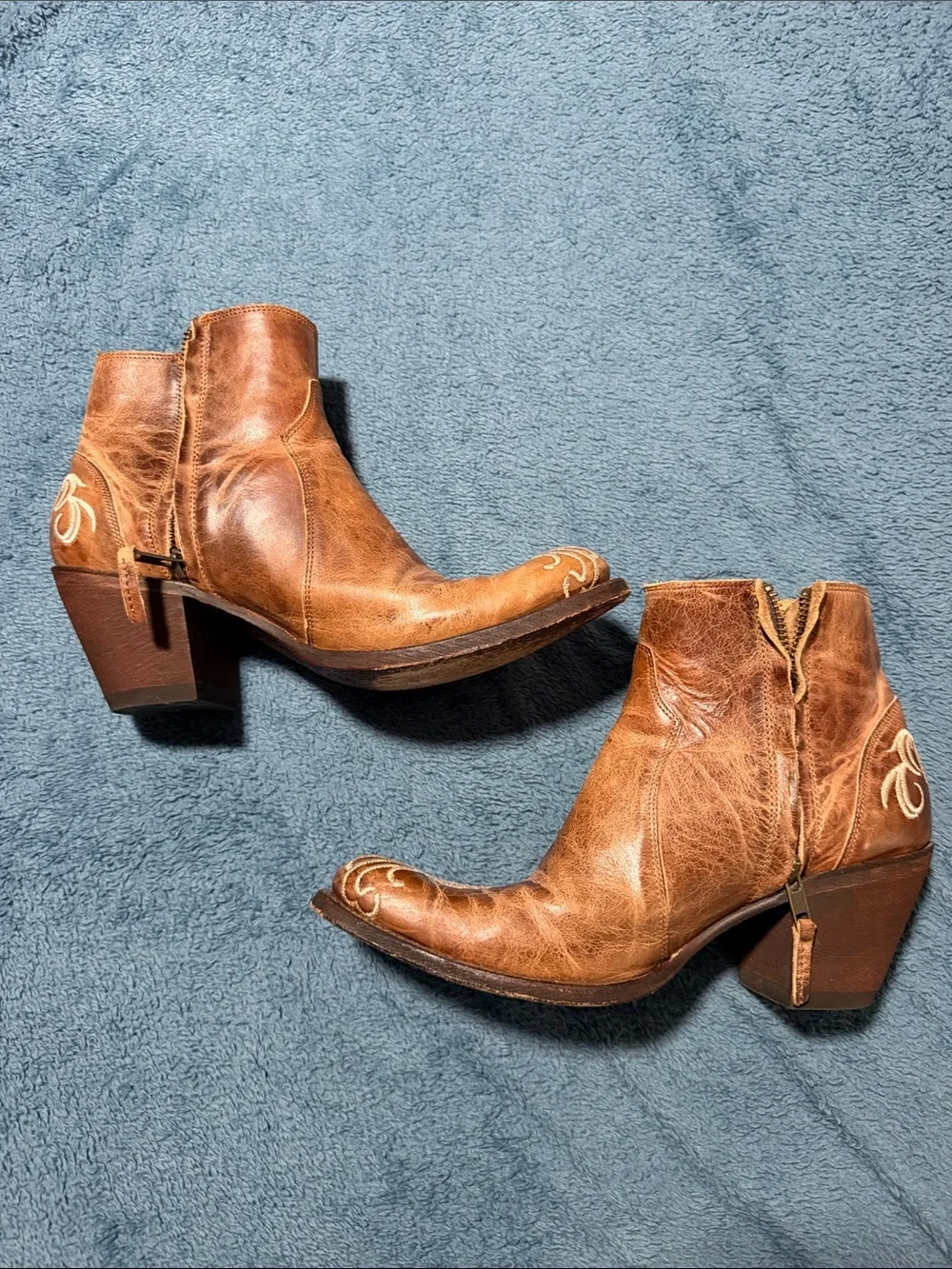 Shyanne Tan Embroidered Western Ankle Boots
